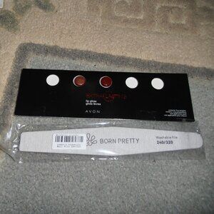 Avon Sample Size Lipstick Extra Lasting Lip Gloss AND Born Pretty Nail File